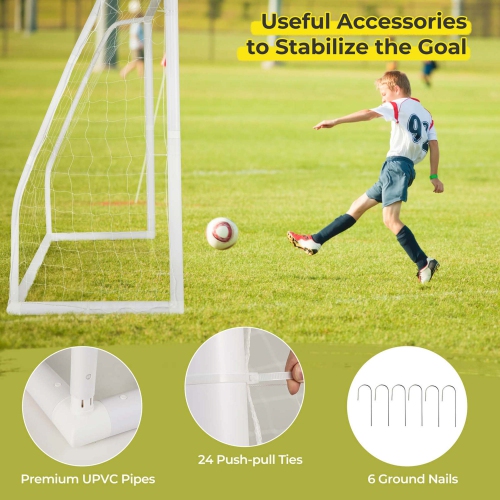 Costway All Weather Soccer Goal Football Training Equipment with Anti-tearing Net