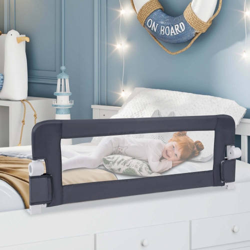 Costway – barrière de lit pliable 2 pièces pour tout-petit, 42 po, courroie de sécurité réglable, barrière de lit, gris