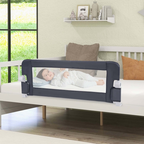 Costway – barrière de lit pliable 2 pièces pour tout-petit, 42 po, courroie de sécurité réglable, barrière de lit, gris