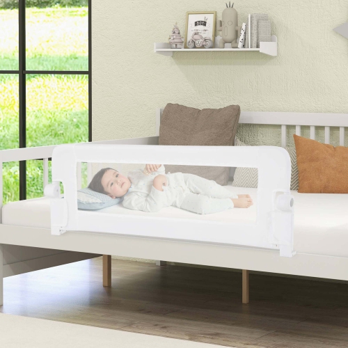 Costway 2 PCS 42" Toddler Foldable Bed Rail with Adjustable Safety Strap Bedrail Guard White