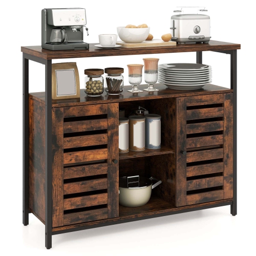 Image 1 de 10.. Armoire de rangement industrielle pour buffet de Costway avec porte à lattes à pousser pour ouvrir