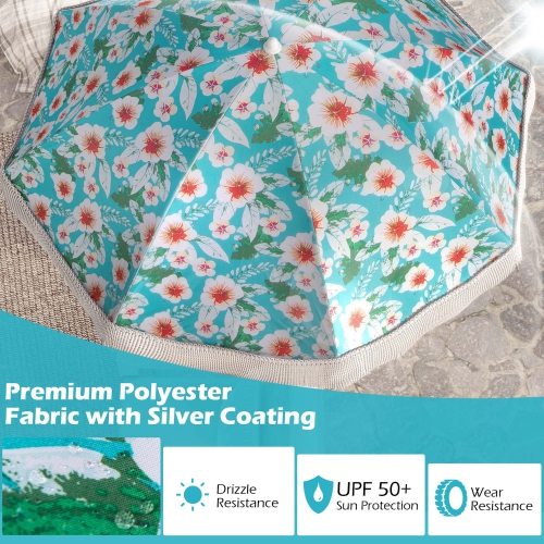 Goplus 6.5 FT Outdoor Fringe Patio Umbrella with Carrying Bag Push Button Tilt for Garden