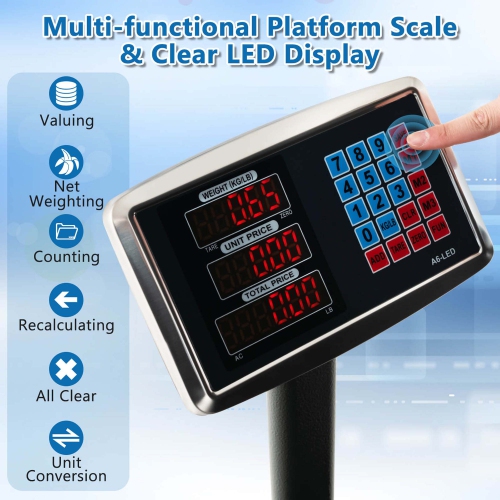 Costway Computing Digital Platform Scale with Price Calculator LB/KG Unit Conversion