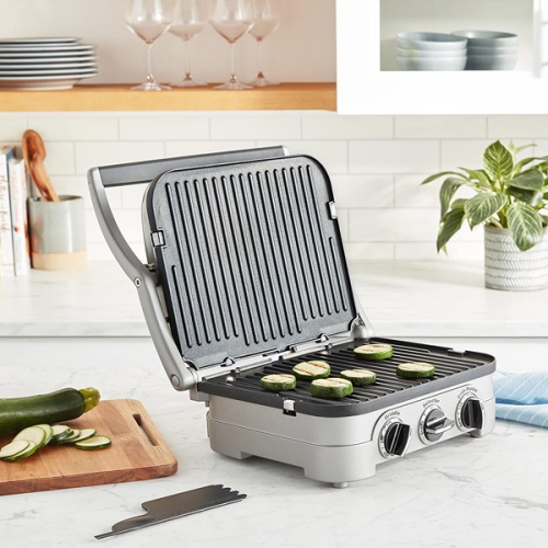 Cuisinart ‎34.29 x 29.21 x 18.08 cm An Adjustable Nonstick Grill with a Silver Griddler Silver