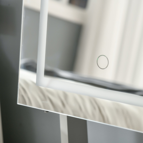 HOMCOM Lockable Mirror Jewelry Cabinet Armoire with LED Light, Angle Adjustable Jewelry Organizer with Full-Length Mirror for Dressing Room, Grey