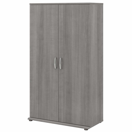 BUSH BUSINESS  Furniture Universal Tall Clothing Storage Cabinet With Doors And Shelves, Platinum In Gray