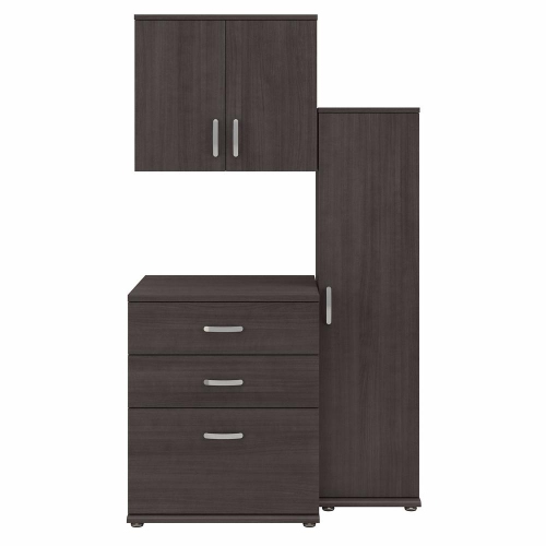 BUSH BUSINESS  Furniture Universal 3 Piece Modular Closet Storage Set With Floor And Wall Cabinets, Storm /storm In Gray