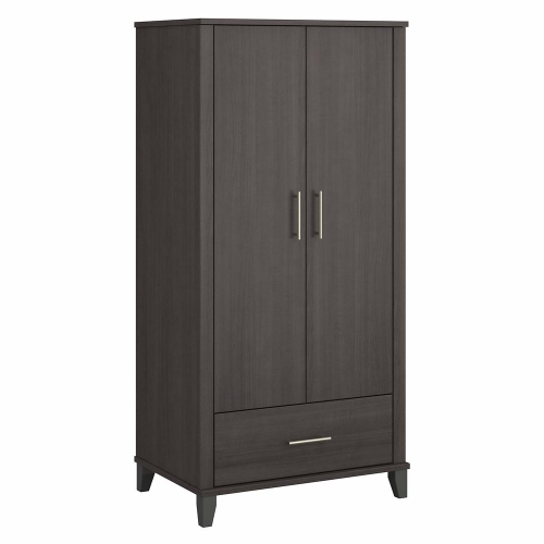 BUSH FURNITURE  Somerset Tall Entryway Cabinet With Doors And Drawer, Storm In Gray