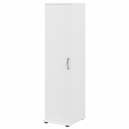 Image 1 de 8.. Bush Business Furniture – Armoire de rangement à vêtements étroite universelle avec porte et tablettes, blanc
