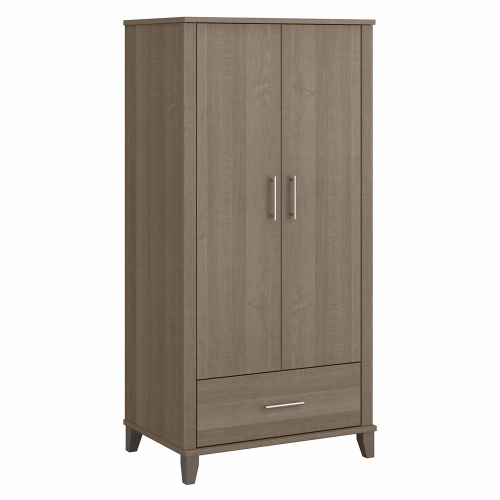 BUSH FURNITURE  Somerset Tall Kitchen Pantry Cabinet With Doors And Drawer, Ash In Gray