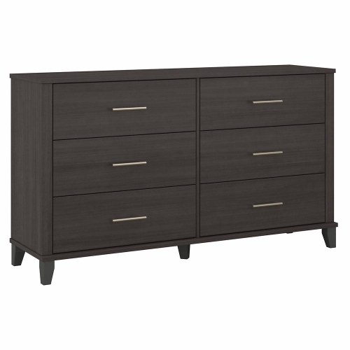 BUSH FURNITURE  Somerset 6 Drawer Dresser, Storm In Gray