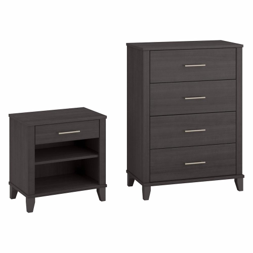 Image 1 of 8.. Bush Furniture Somerset Chest of Drawers and Nightstand Set, Storm Gray