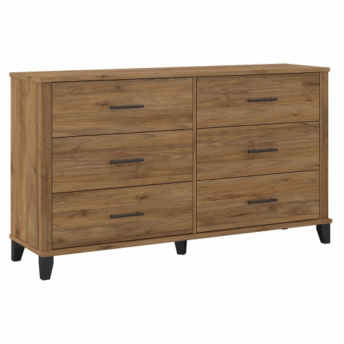 BUSH FURNITURE  Somerset 6 Drawer Dresser, Fresh Walnut Good Quality At A Reasonable Price