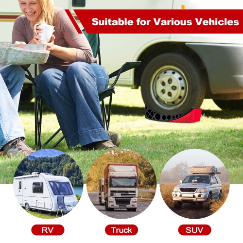 Costway 2 Pack Camper Levelers RV Leveling Blocks with Fluorescent Strip 2 Rubber Grip Mats