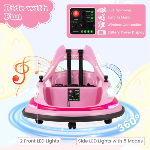 Costway 12V Kids Electric Ride On Bumper Car Battery Powered Bumper Car with Remote Control