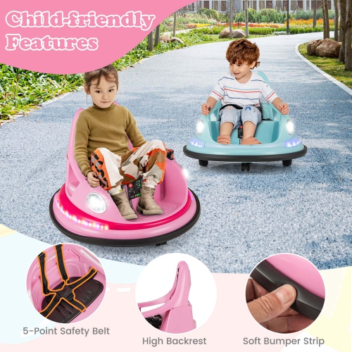 Costway 12V Kids Electric Ride On Bumper Car Battery Powered Bumper Car with Remote Control