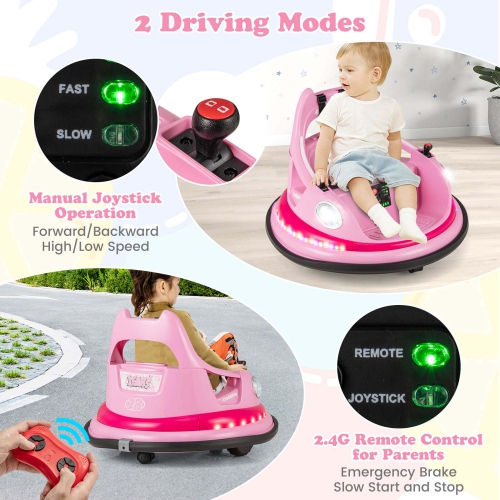 Costway 12V Kids Electric Ride On Bumper Car Battery Powered Bumper Car with Remote Control