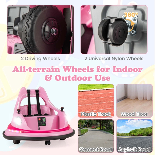 Costway 12V Kids Electric Ride On Bumper Car Battery Powered Bumper Car with Remote Control