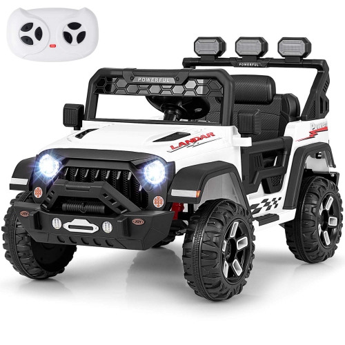 Image 1 de 10.. Camion porteur pour enfants 12&nbsp;V de Costway avec suspension à ressort 2 * 12&nbsp;V et télécommande