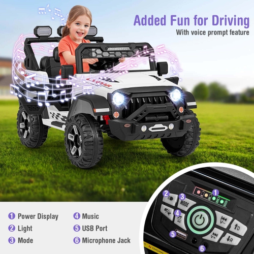 Camion porteur pour enfants 12&nbsp;V de Costway avec suspension à ressort 2 * 12&nbsp;V et télécommande