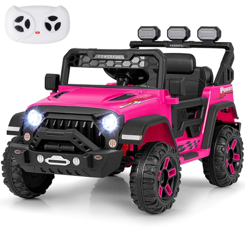 Camion porteur pour enfants 12&nbsp;V de Costway avec suspension à ressort 2 * 12&nbsp;V et télécommande