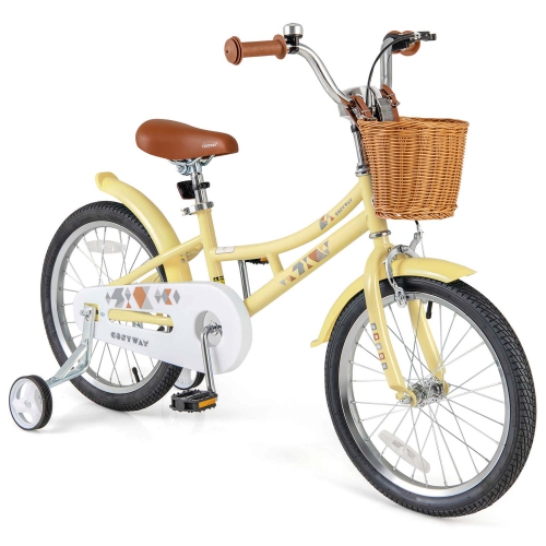 Costway 18 Kids Bike with Height Adjustable Handlebar Seat Basket Bell Training Wheels Best Buy Canada