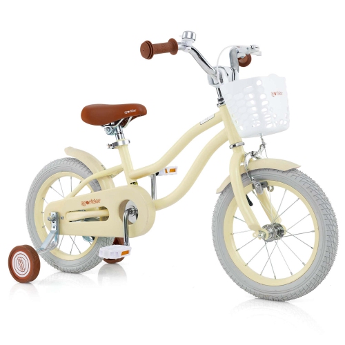 COSTWAY  " 14"" Kid's Bike With Removable Training Wheels & Basket for 3-5 Years Old"