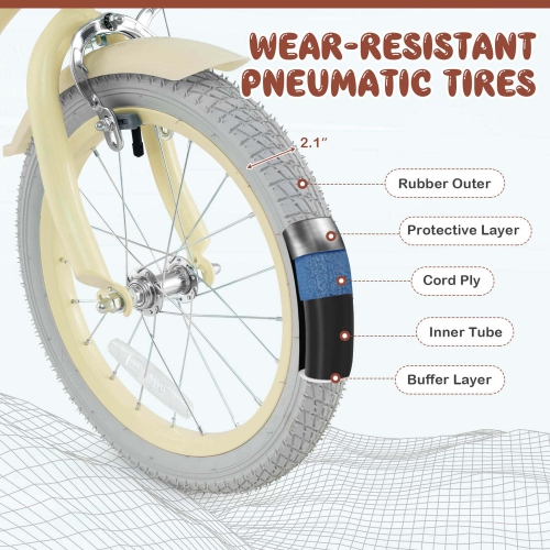 Costway 16" Kids Bike Toddler Adjustable Bicycle withTraining Wheel for 4-7 Years Old Girl