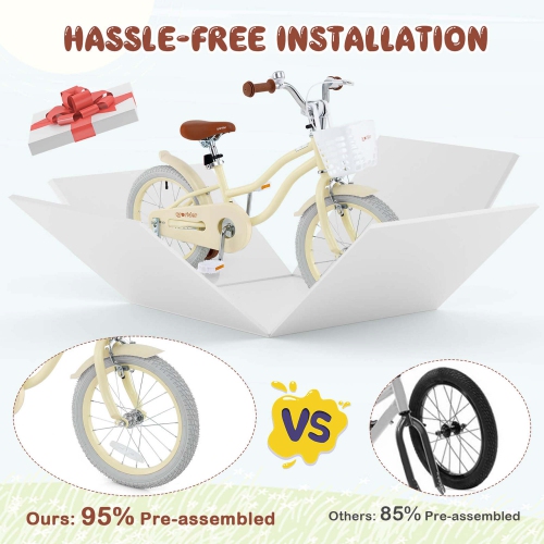 Costway 16" Kids Bike Toddler Adjustable Bicycle withTraining Wheel for 4-7 Years Old Girl