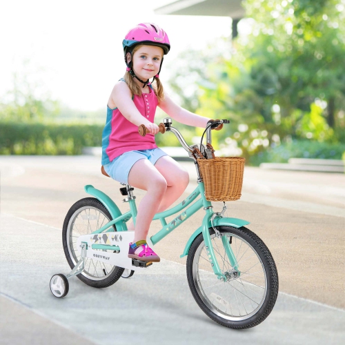 Vélo pour enfants de 18 po de Costway avec guidon à hauteur réglable et roues d'entraînement en forme de cloche