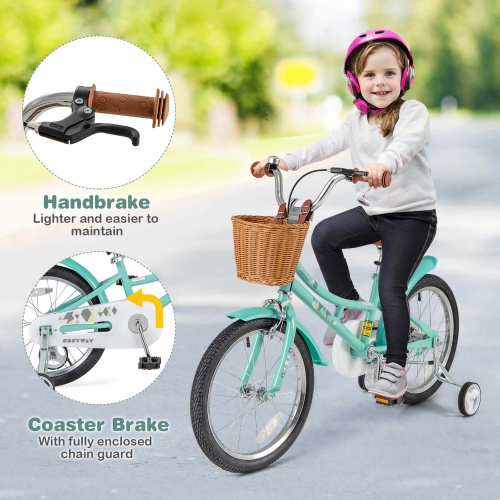 Vélo pour enfants de 18 po de Costway avec guidon à hauteur réglable et roues d'entraînement en forme de cloche