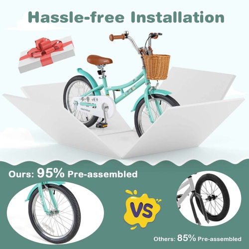 Vélo pour enfants de 18 po de Costway avec guidon à hauteur réglable et roues d'entraînement en forme de cloche