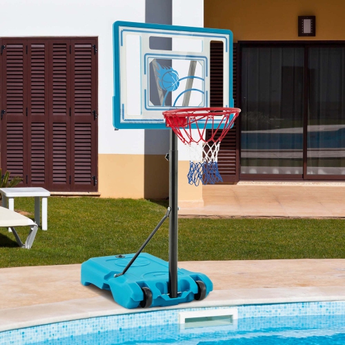 Costway Pool Basketball Hoop 3.8-4.4 FT Adjustable Poolside BasketballGoal System