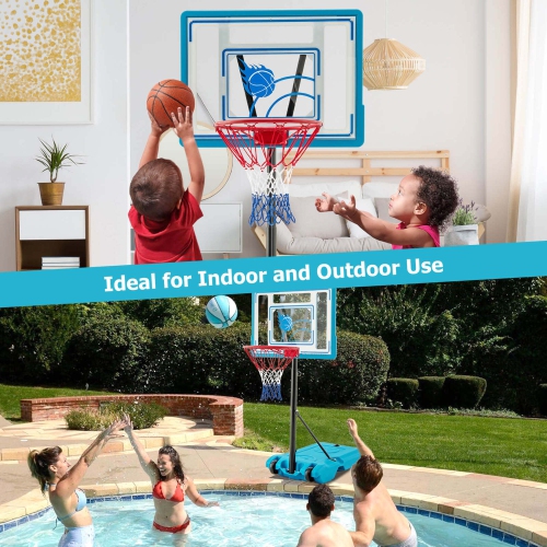 Costway Pool Basketball Hoop 3.8-4.4 FT Adjustable Poolside BasketballGoal System