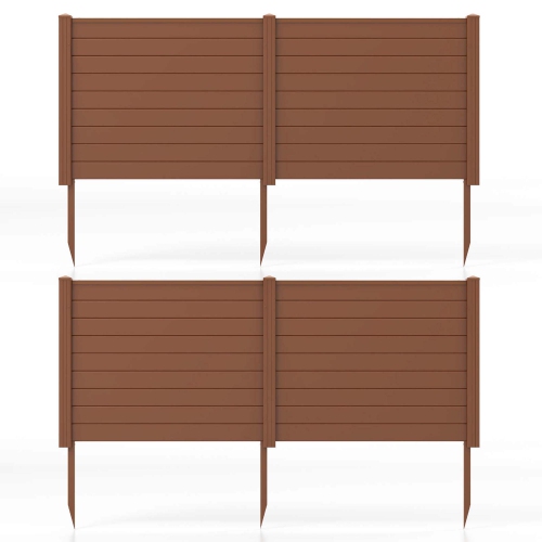 Image 1 of 8.. Costway 4 Pack 48" x 37.5" Air Conditioner Fence Screen Panel Kit with 3 Ground Stakes Brown