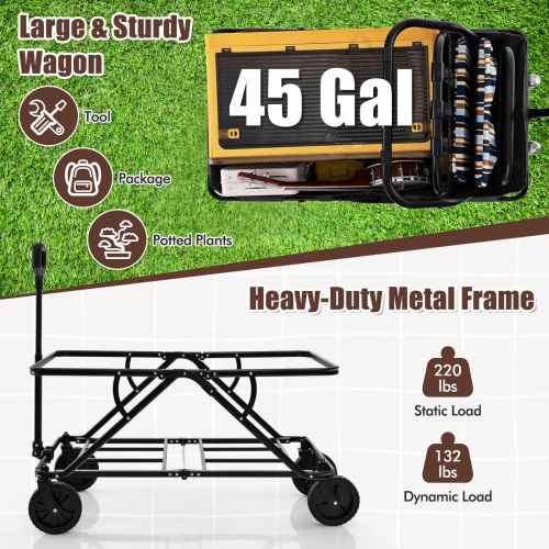 Costway Heavy-Duty Wagon Cart with Adjustable Handlebar Bottle Holders & Storage Pocket