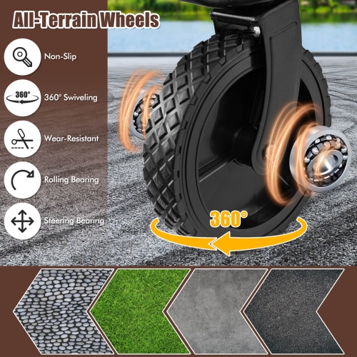 Costway Heavy-Duty Wagon Cart with Adjustable Handlebar Bottle Holders & Storage Pocket