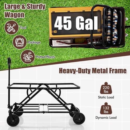 Costway Heavy-Duty Wagon Cart with Adjustable Handlebar Bottle Holders & Storage Pocket