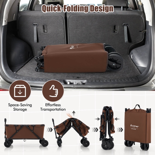 Costway Heavy-Duty Wagon Cart with Adjustable Handlebar Bottle Holders & Storage Pocket