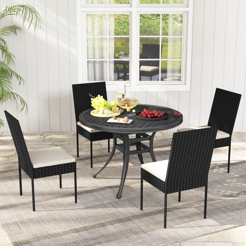 Costway PE Wicker Patio Chairs Set of 4 Outdoor Dining Chairs with Cushions