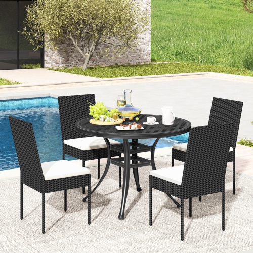 Costway PE Wicker Patio Chairs Set of 4 Outdoor Dining Chairs with Cushions
