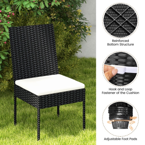 Costway PE Wicker Patio Chairs Set of 4 Outdoor Dining Chairs with Cushions