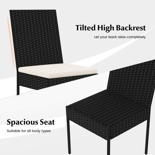 Costway PE Wicker Patio Chairs Set of 4 Outdoor Dining Chairs with Cushions