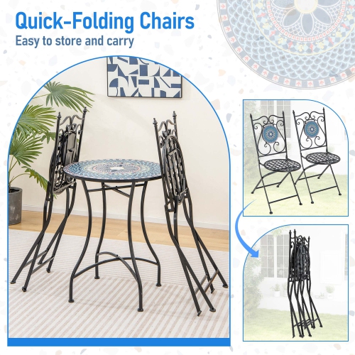 Costway Set of 4 Mosaic Chairs for Patio with Decorative Backrest Heavy-Duty Frame