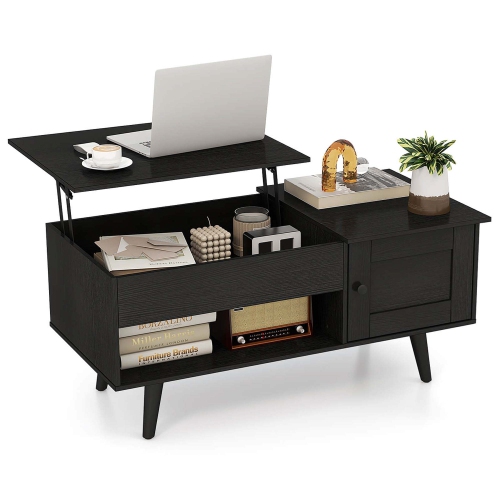 Costway Lift Top Coffee Table with Storage Hidden Compartment Cabinet & Open Shelf