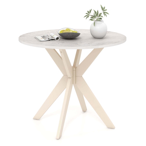 Table à manger ronde de 36 po avec pattes en hévéa et surface en faux marbre de Costway pour la cuisine