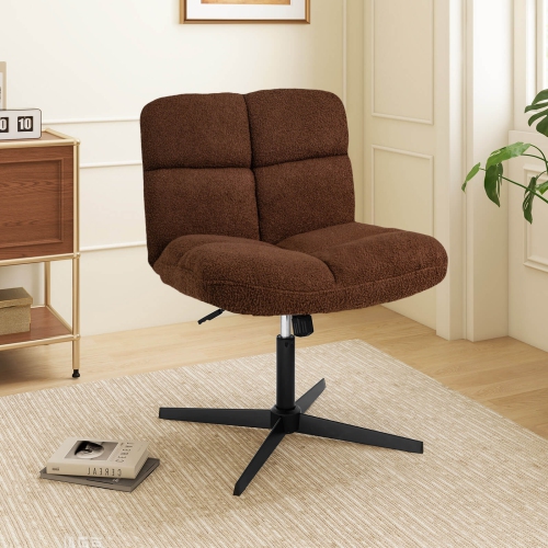 Costway Armless Office Desk Chair Modern Swivel Vanity Chair with Adjustable Height