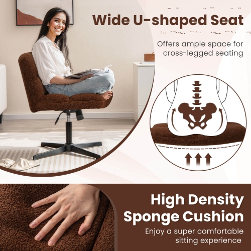 Costway Armless Office Desk Chair Modern Swivel Vanity Chair with Adjustable Height