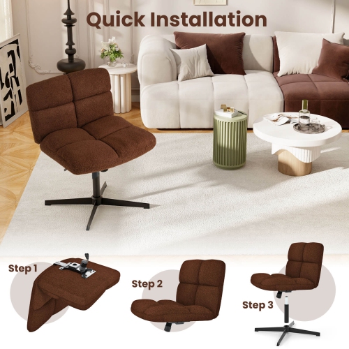 Costway Armless Office Desk Chair Modern Swivel Vanity Chair with Adjustable Height