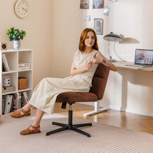 Costway Armless Office Desk Chair Modern Swivel Vanity Chair with Adjustable Height